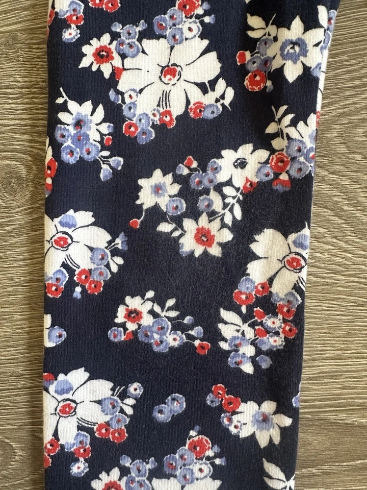 Janie and Jack Girls 5 RED Ponte Pants white and gold buttons at hem Navy Floral - Image 3 of 4