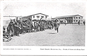 WWI Finish of 3 Mile Race Black Soldiers Camp Grant Rockford IL Postcard Duce &