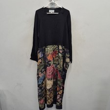 One Hundred Stars Primula Black Floral Print Long Sleeve Maxi Dress Size M / L