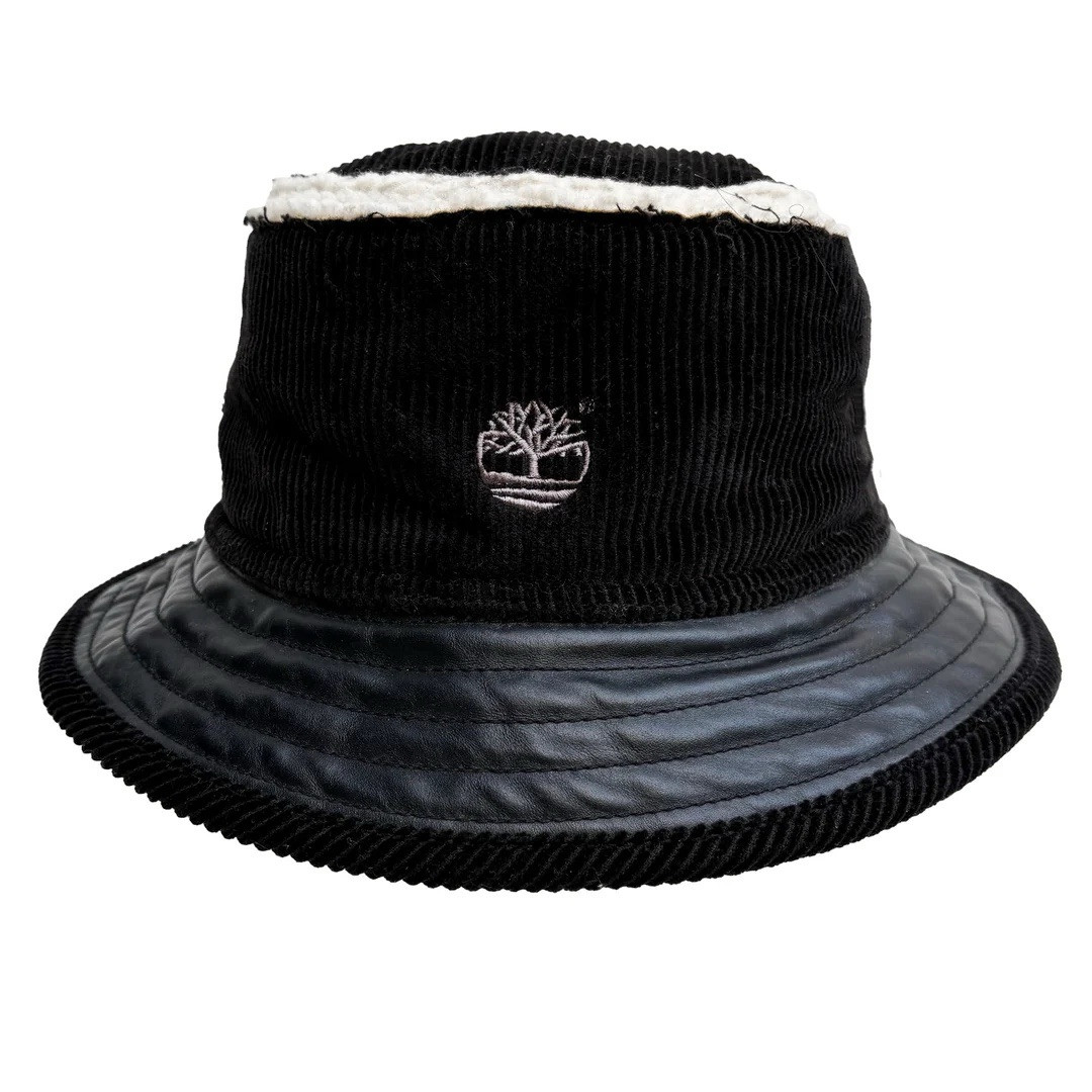 Timberland 1990 90s Vintage Corduroy Unisex Rare Black Bucket Hat