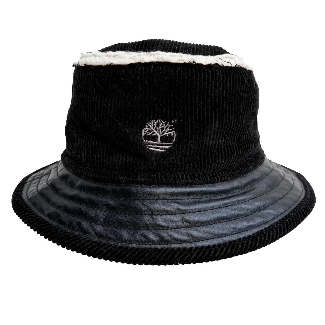 Timberland 1990 90s Vintage Corduroy Unisex Rare Black Bucket Hat