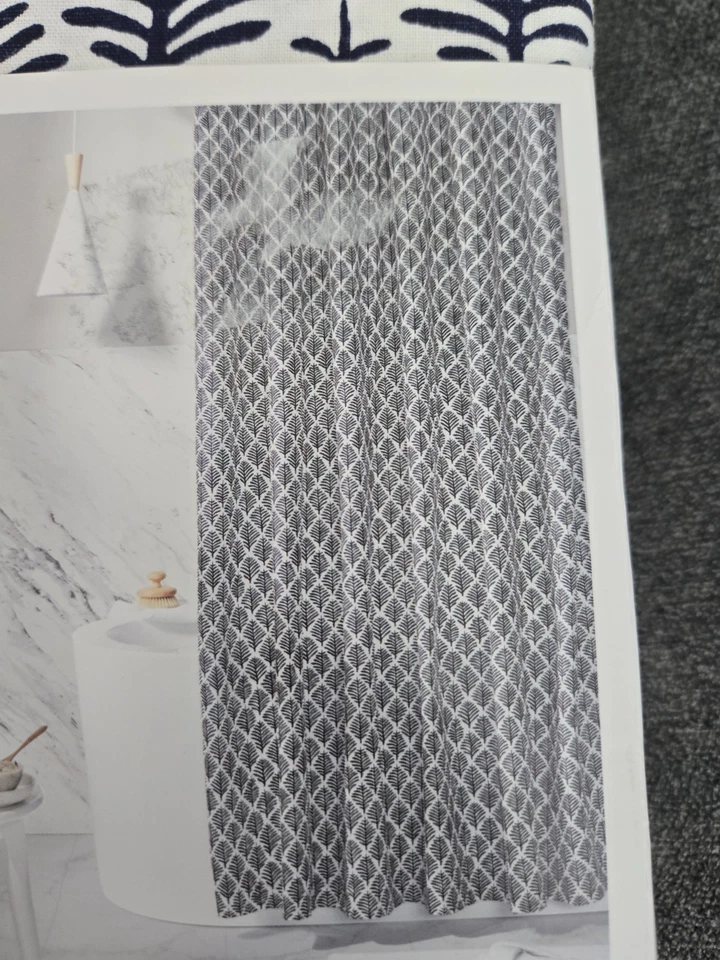 Everhome 72"x72" Henley Hoja Algodón Mezcla Lino Cortina de Ducha Azul Marítimo NUEVO Foto 3 de 4