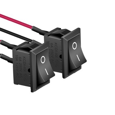 2x Black Rocker Switches Rectangular ON/OFF Wired Car/Truck DC 12V AC 125V/250V