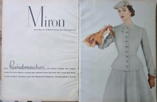 1952 Womens Miron Mills Handmacher cardigan suit vintage Fashion ad 