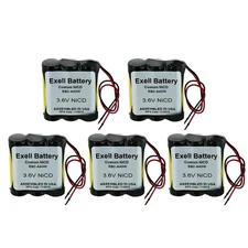 5pc Exell 3.6V Custom NiCd 1000mAh Battery Pack w/ 5" AWG Bare Wire Leads