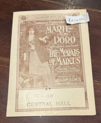MARIE DORO THE MORALS OF MARCUS LOST SILENT FILM PRESSBOOK HERALD 1915