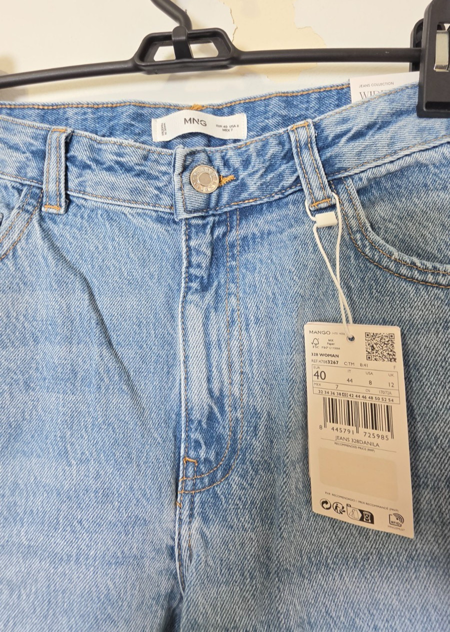 Mango Wideleg Mid-Rise Jeans - Medium Blue - Women's Size 8 - 47083267 image 4