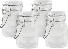 3 1/4" Square Glass 3Oz Jar with Hinge Glass Lid for Home Kitchen, Arts Cra...