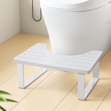 Wood Squatting Toilet Stool, Wooden Poop Stool Squat Adult with 1 Pack, White