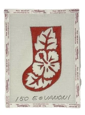 Vanoni Hibiscus Christmas Mini Stocking Hand Painted Needlepoint Canvas