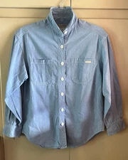 Vintage Classic Esprit Teen Chambray denium Button Down Womens Shirt sz Medium