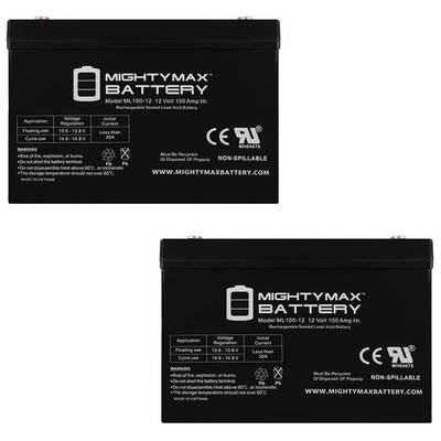 Mighty Max 12V, 100Ah, AGM, Battery Compatible with Leadhoo NP100-12D - 2 Pack