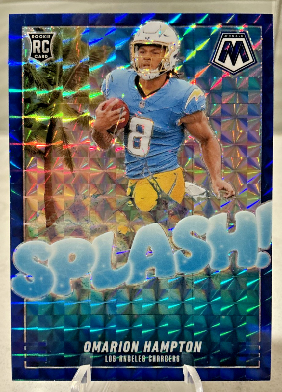 2025 Panini Mosaic OMARION HAMPTON #/99 Blue SPLASH! RC #20 LA Chargers Rookie