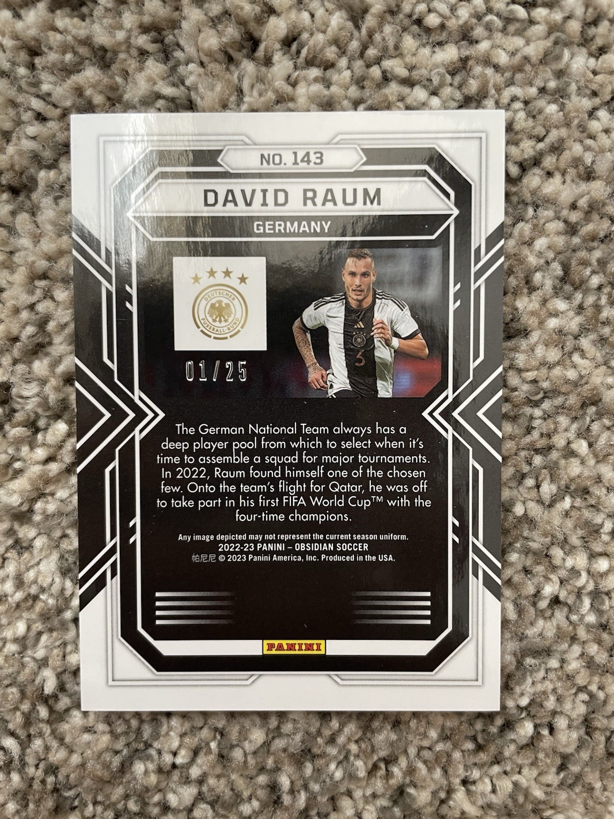 Panini 2022-23 Obsidian David Raum Germany #143  Purple Flood /25 view 2