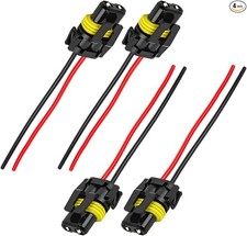 4 PCS Wiring Harness Headlight Socket, 9005 9006 HB3 HB4 Female Adapter Wiring H
