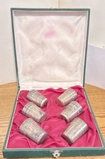 Russia Antique 875 Silver Set Of 6 Shot Glasses Hammer and Sickle Markings.