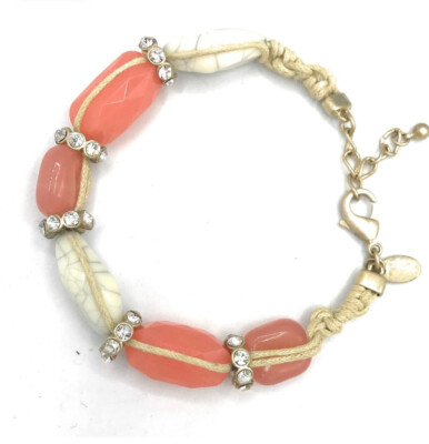 Lia Sophia  Apricot  Matte Gold Bracelet w/Cut Crystals, Resin & Glass Beads