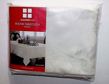 NEW NIP Damask Tablecloth Essential Home Off-white Round 70 inch