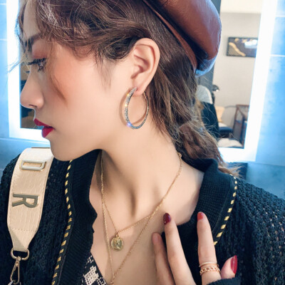 Fashion 925 Silver Clear Zirconia Lover Heart Hoop Earring For Baby
