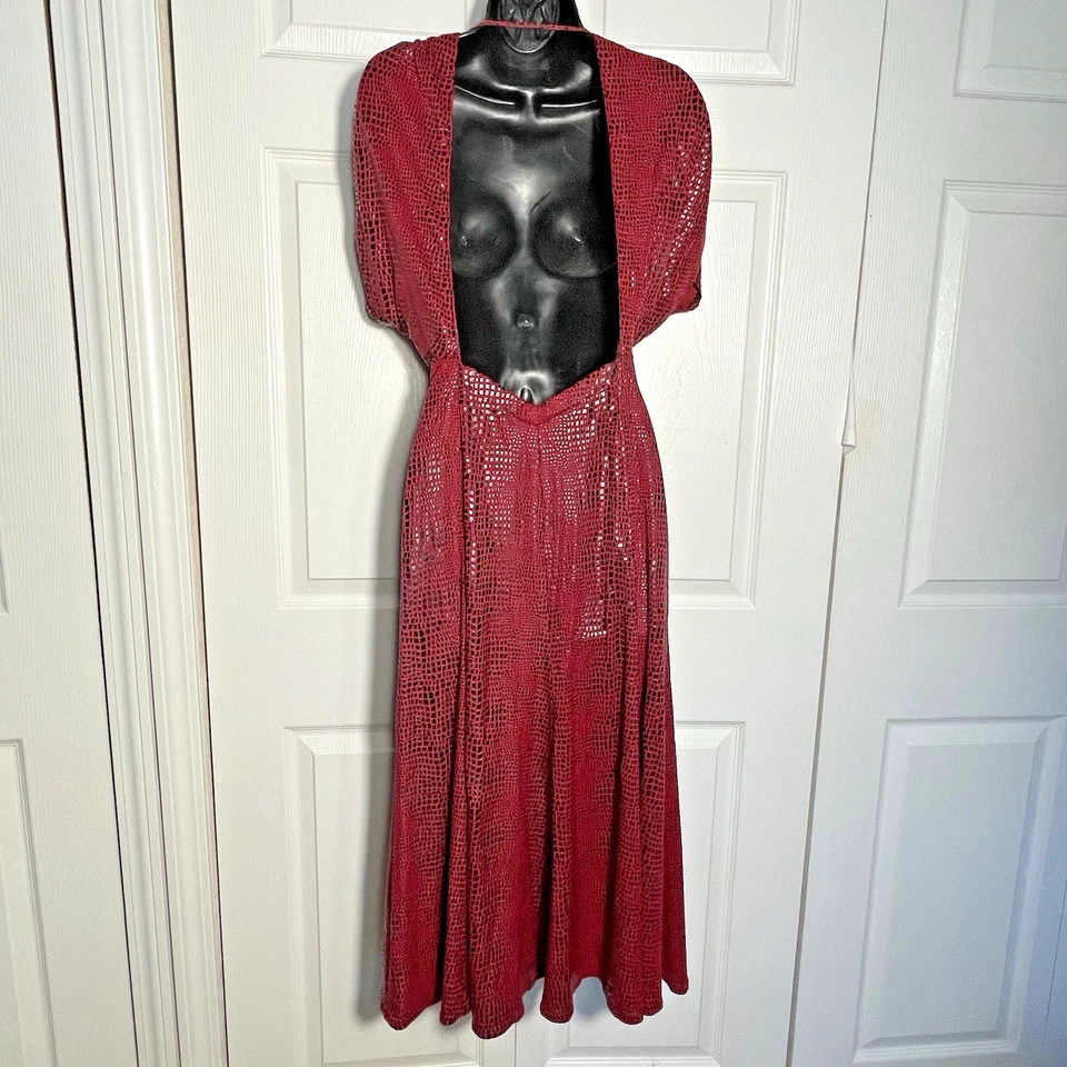 Vestido Babu Paris Vintage Años 80 Mujer Pequeño Rojo Negro Estampado Serpiente Vestido Espalda Abierta Foto 4 de 4