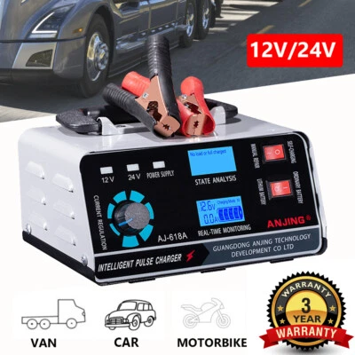Heavy Duty 400W Car Battery Charger 12V 24V Smart Automatic Pulse Repair Trickle eBay
