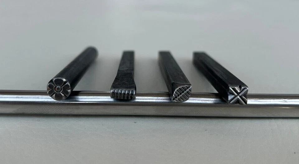 Vintage Indian Iron Punch Stamp Jewelry Stamping Tool 4pcs - Image 4 of 4