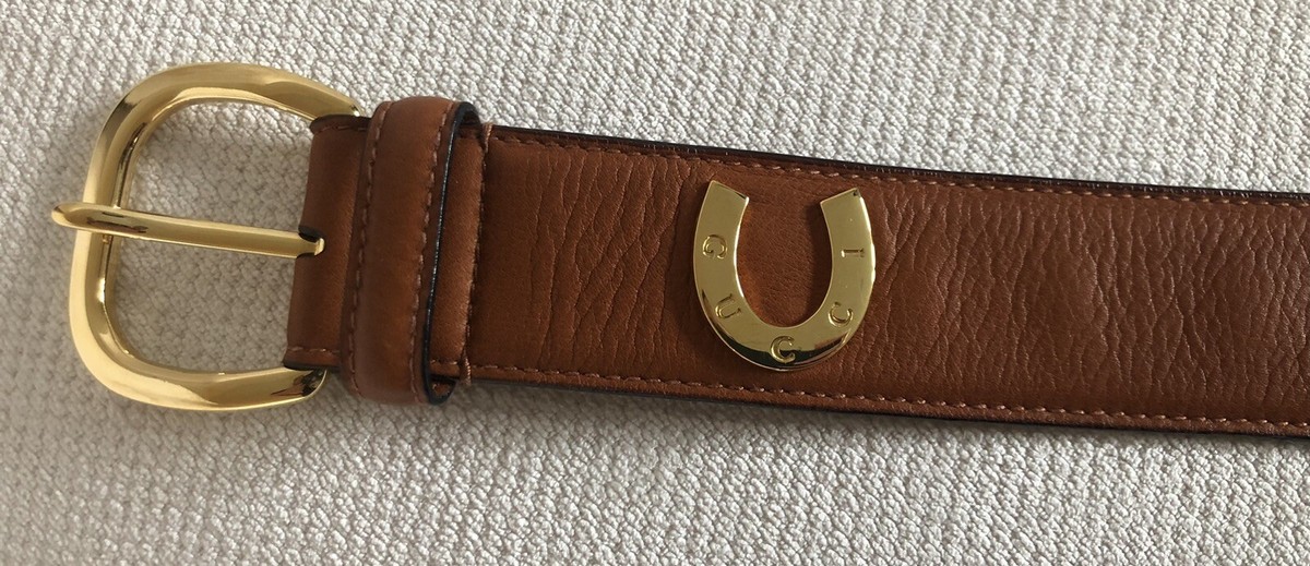 Gucci Horseshoe Belt (Tan) Gucci Horse Head Buckle Smooth Leather Belt - Size 85  main image 4