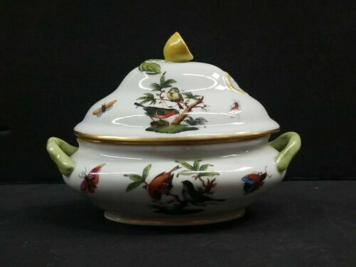 HEREND PORCELAIN HANDPAINTED ROTHSCHILD BIRD OPEN WORK BASKET 7475
