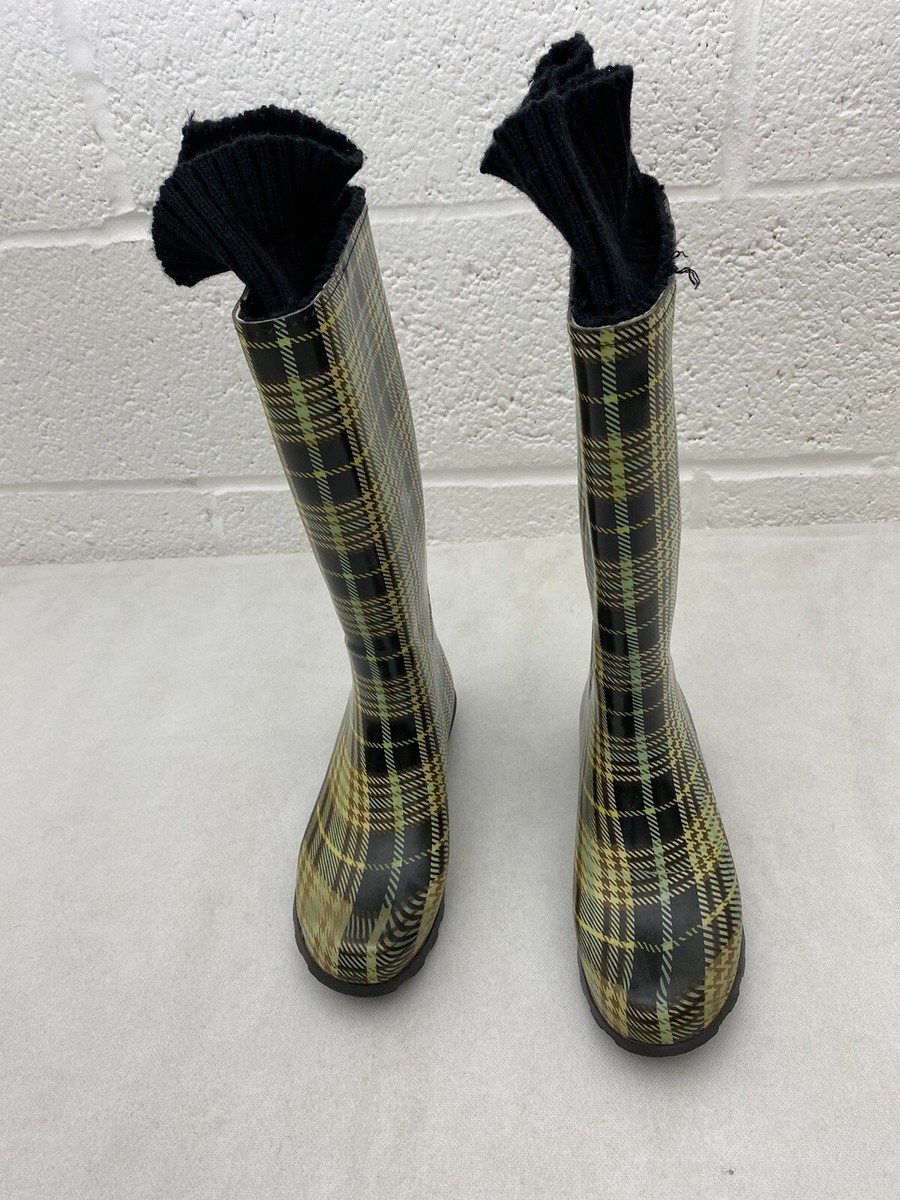 Wellygogs Women's Rain Boots UK Check Outdoor Ankle Wellies Side Rain  Shoes