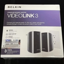Belkin VIDEOLINK 3 Powerline Internet Adapter FACTORY SEALED