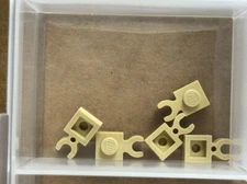LEGO Parts - Tan Plate 1 x 1 with Open O Clip Thick - No 4085d - QTY 5