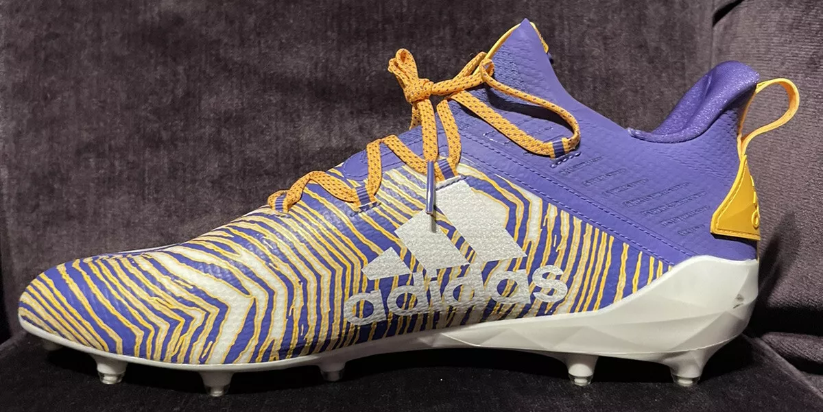 NEW Adidas Adizero 10.0 Zubaz Yellow Pruple Football Cleats Men’s Size 17 LSU