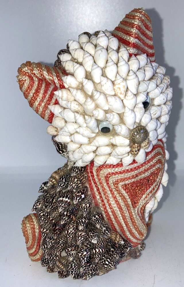 Vintage Seashell Sitting Cat Figurine