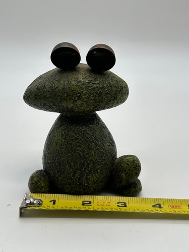 Faux Stone Frog Sculpture Mossy Stacked Rocks Made From Resin- 4 1/2" Tall - Picture 7 of 7