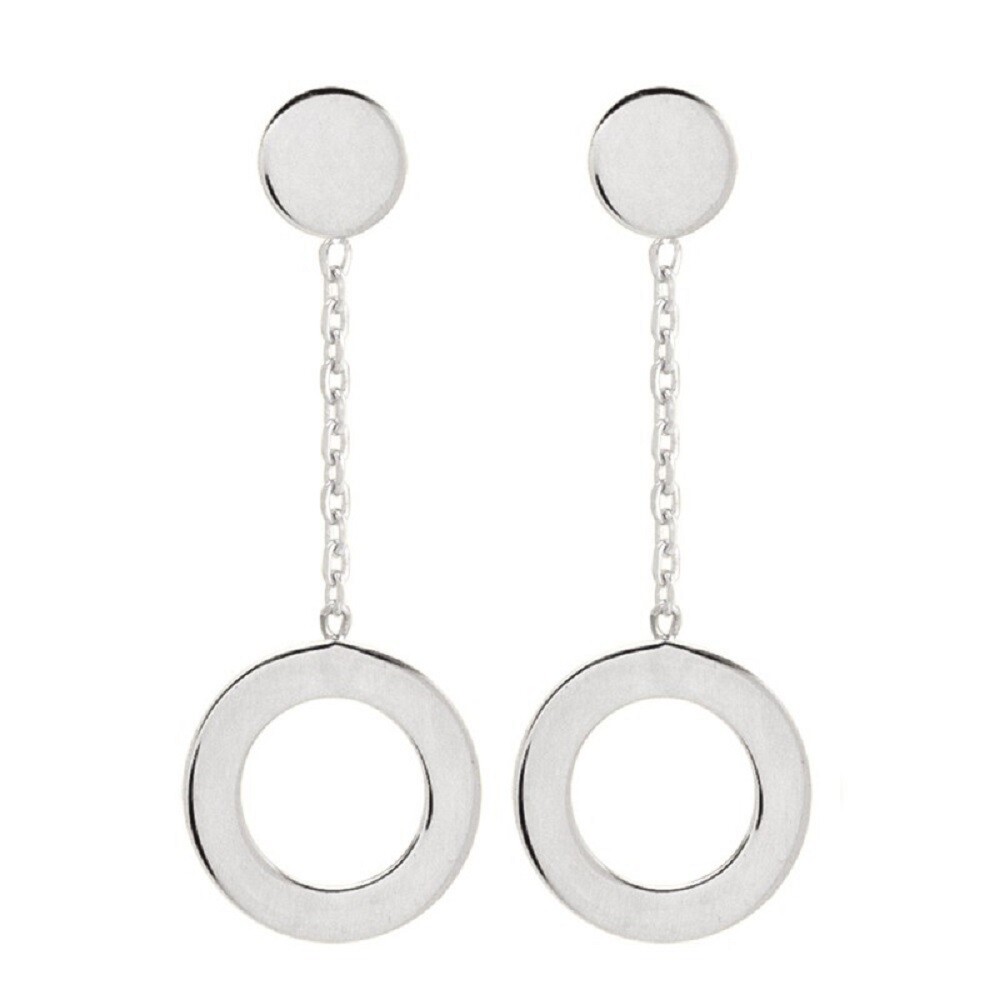 Boucles d'oreilles pendantes pastille argent 925 rhodié, le cadeau parfait