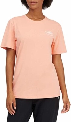 DEFECT PUMA Women Boyfriend Logo Short Sleeve T-Shirt Size M Pink $40 9B607