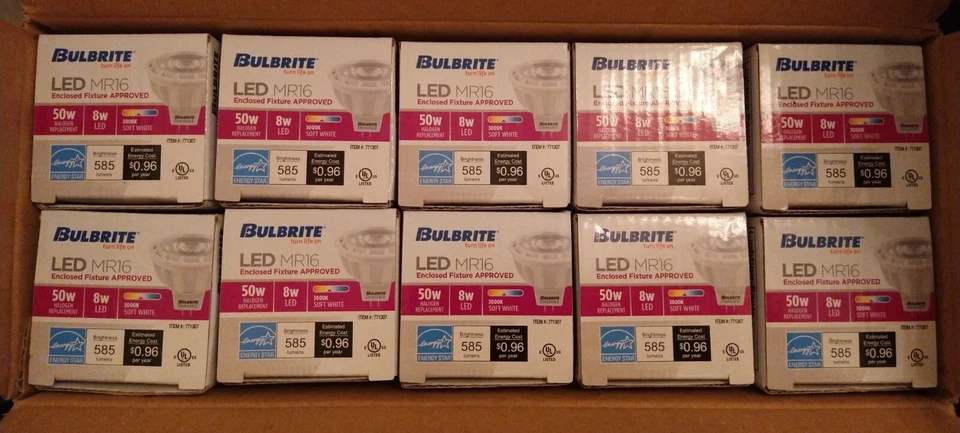 Bulbrite LED MR16 dimmable 8W  3000k soft white, 12 volts pck 10 (free shipping) - Image 4 of 4
