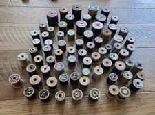 Vtg Lot of 70+ vintage blues browns thread on Wooden Spools Coats Clarks & more