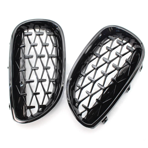 Replace Black/Chrome Front Diamond Kidney Grille ABS For 2003-2010 BMW E60 E61 - Bild 9 von 17