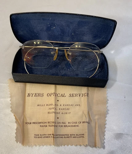 Antique 12k GP Eyeglasses Vintage Glasses NOT ROUND Includes Orig Case & Cloth