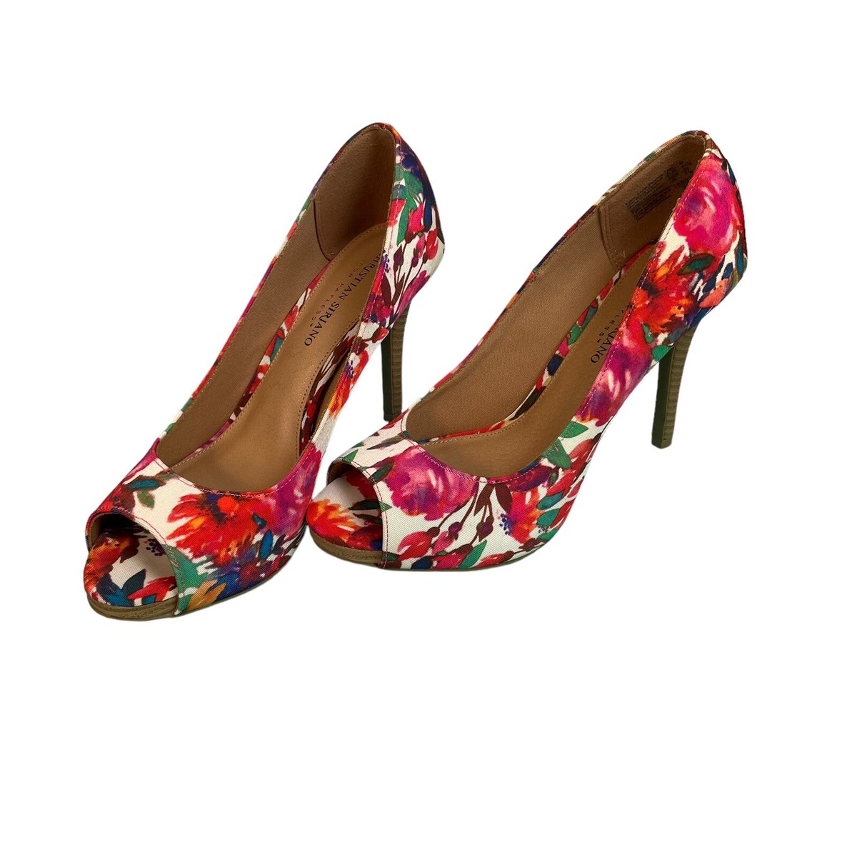 Christian Siriano Women's Multicolor Floral Print Pump Peep Toe Size