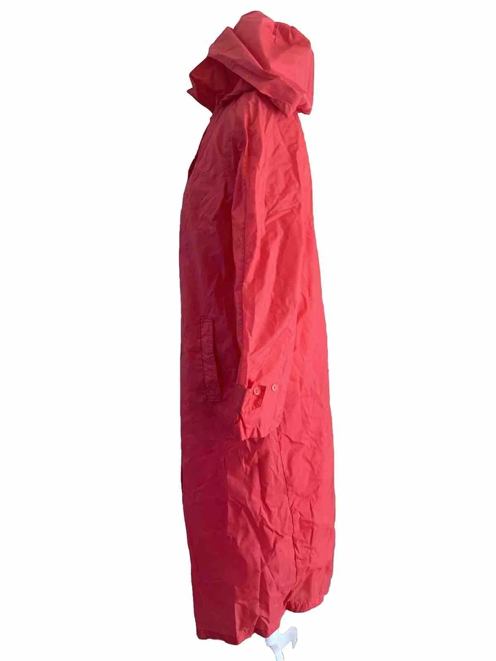 De Colección Alligator Lacoste Rojo Embalable Con Capucha Midi Impermeable Abotonado con Bolso Unisex 6 Foto 4 de 4