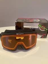 Vintage Scott Gogle narciarskie/snowboardowe Czarna rama Turbo Flow Bursztynowa soczewka 1990