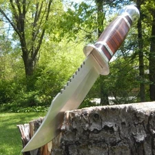 10.5" Stainless Steel Survival Skinning Hunting Knife Wood Bowie Camping Skinner