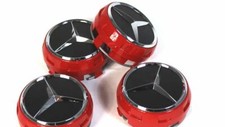 4x 75 mm Mercedes Benz  AMG Style Felgen Radkappen  in Rot  Alu Felgen Abdeckung