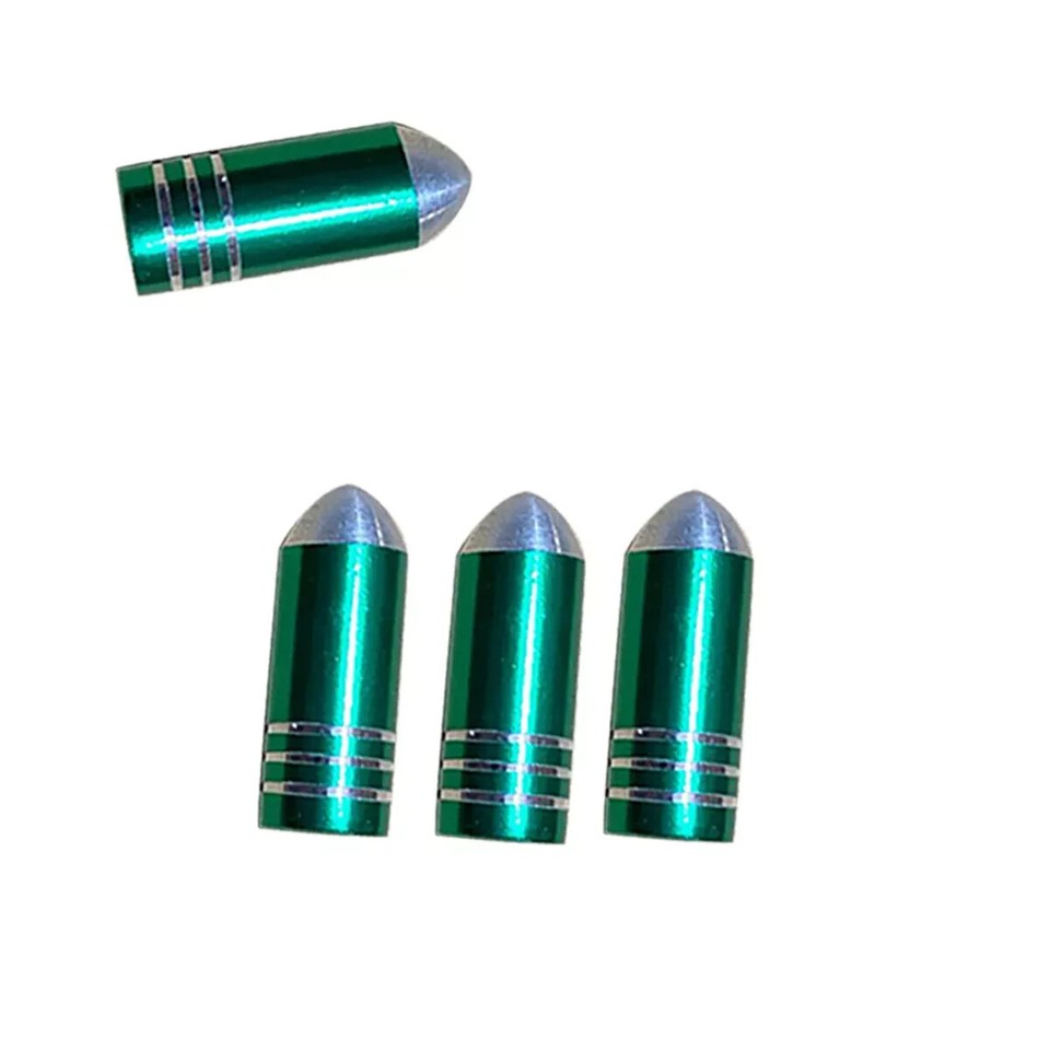Green Bullet Tyre Dust Caps for Car Bike BMX Valve stem Aluminium Metal