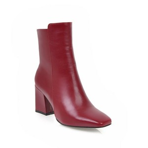 Mujer Botas al Tobillo Tacón Grueso Alto Puntera Cuadrada Sexy Mitad de  Pantorrilla Botines Cremallera Lateral | eBay