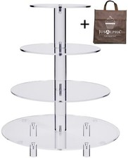 Jusalpha  Large 4 Tier Acrylic Glass Round Cake Stand Cupcake Stand Tea Party...