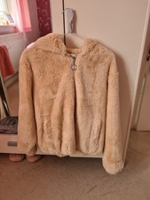 Small Beige Faux Fur Fluffy Oversized Jacket