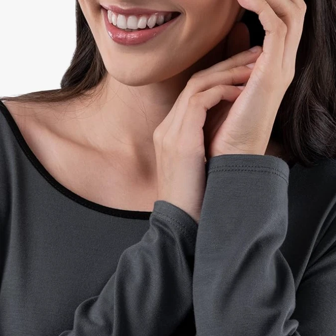 Fruit of the Loom Mujer Manga Larga Camiseta y Pantalón Juego de Dormir 2 Piezas, Gris, M Foto 3 de 4